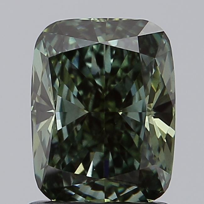 1.51 Ct. Fancy Vivid  Green Cushion Lab Grown Diamond
