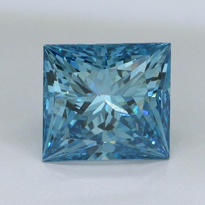 1.59 Ct. Fancy Vivid Malibu Blue Princess Lab Grown Diamond