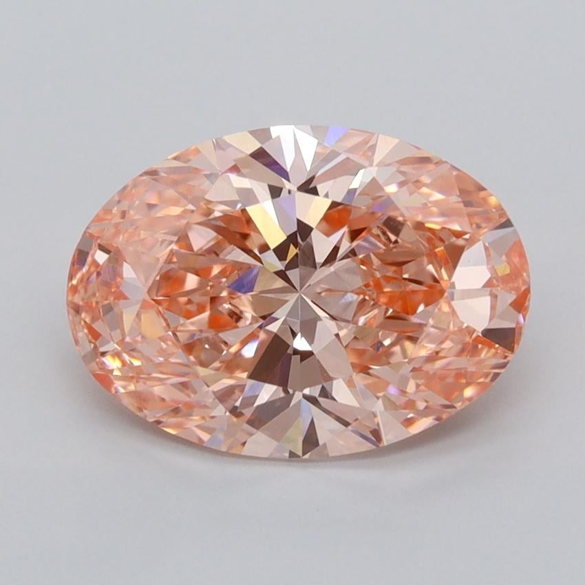 3.04 Ct. Fancy Vivid Orangey Pink Oval Lab Grown Diamond