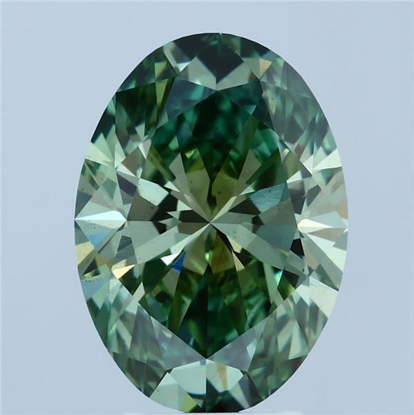 4.03 Ct. Fancy Vivid  Green Oval Lab Grown Diamond
