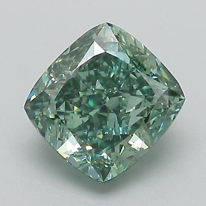1.56 Ct. Fancy Vivid Green Cushion Lab Grown Diamond