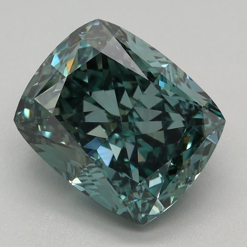 2.72 Ct. Fancy Vivid Green Cushion Lab Grown Diamond