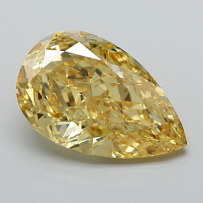 4.53 Ct. Fancy Vivid  Yellow Pear Lab Grown Diamond