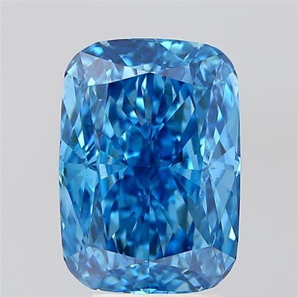 4.00 Ct. Fancy Vivid  Blue Cushion Lab Grown Diamond