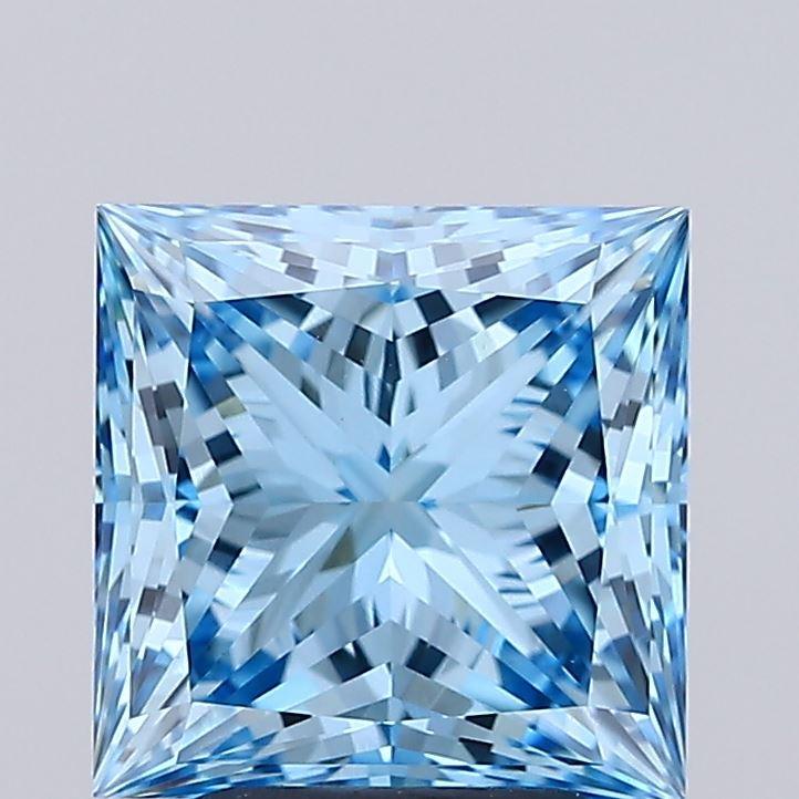 3.02 Ct. Fancy Vivid Blue Princess Lab Grown Diamond