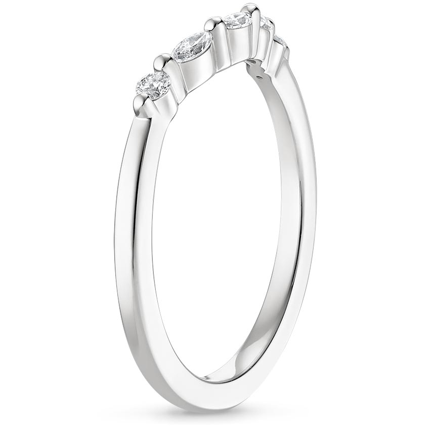 18K White Gold Verbena Contoured Diamond Ring, large side view