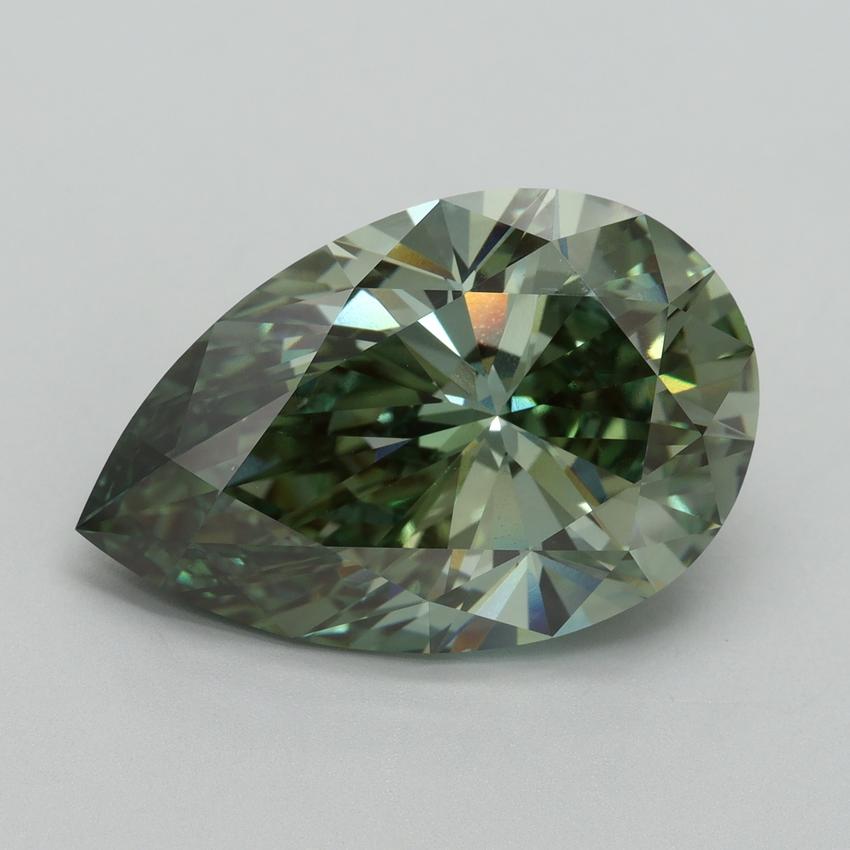 11.57 Ct. Fancy Vivid Green Pear Lab Grown Diamond