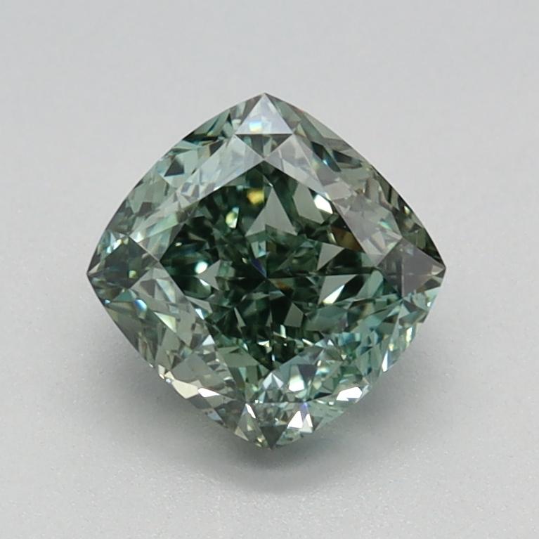 1.06 Ct. Fancy Green Vivid Cushion Lab Grown Diamond