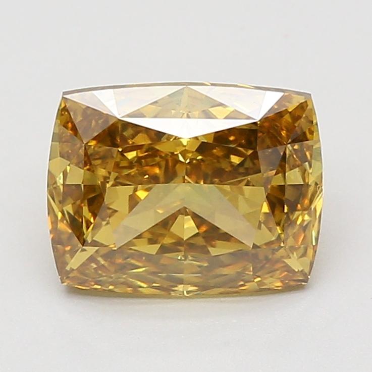 3.10 Ct. Fancy Vivid Brownish Yellow Cushion Lab Grown Diamond