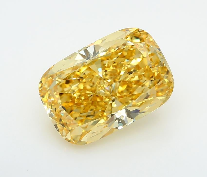 10.06 Ct. Fancy Vivid  Yellow Cushion Lab Grown Diamond