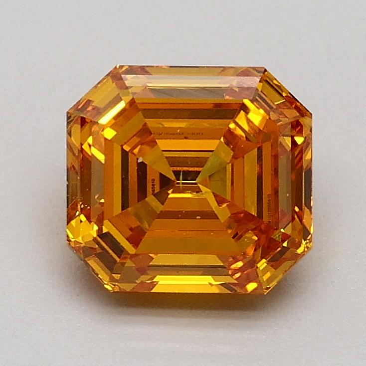 1.04 Ct. Fancy Vivid Orange Asscher Lab Grown Diamond