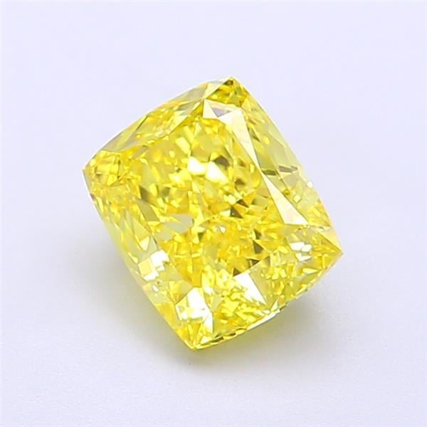 1.37 Ct. Fancy Vivid Yellow Cushion Lab Grown Diamond