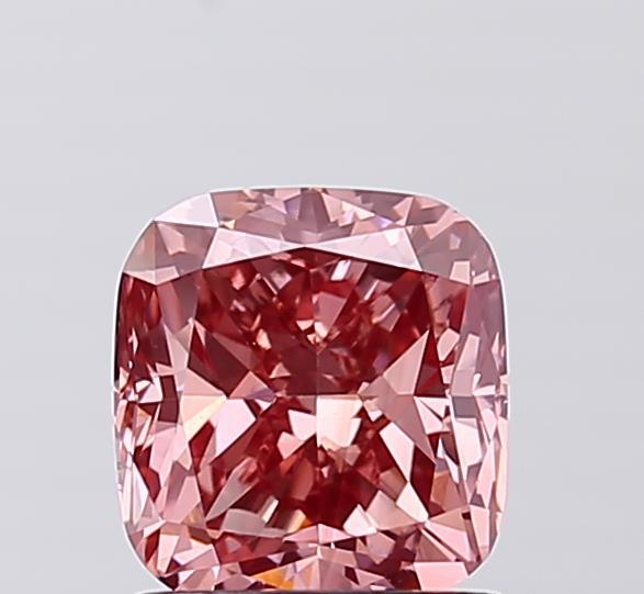 1.53 Ct. Fancy Vivid Brownish Pink Cushion Lab Grown Diamond