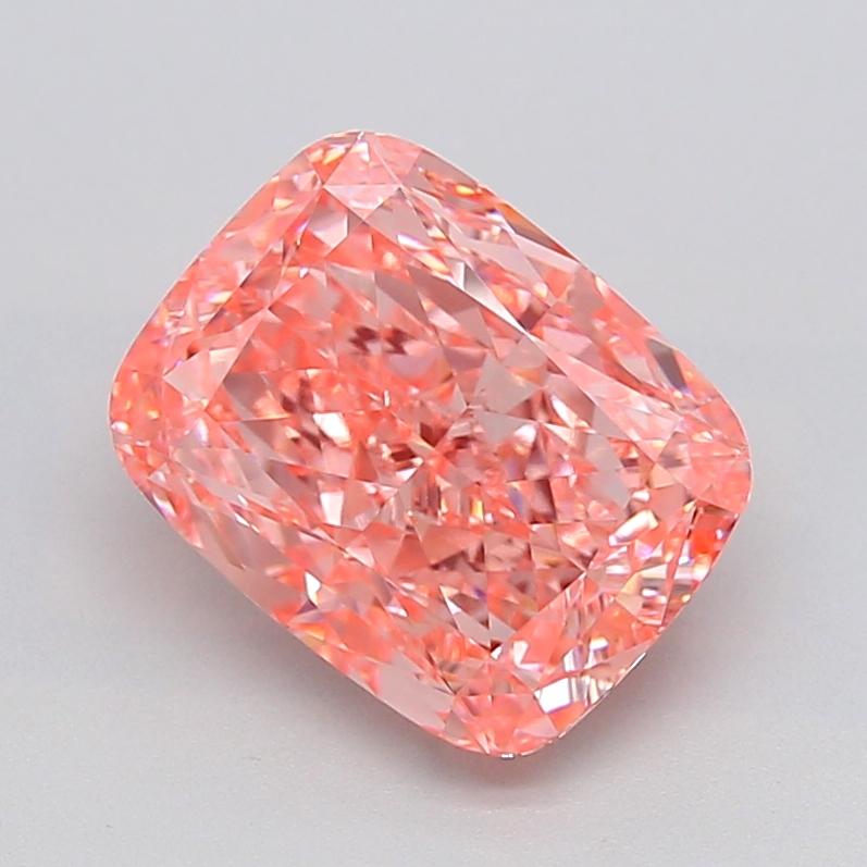 4.09 Ct. Fancy Vivid  Pink Cushion Lab Grown Diamond