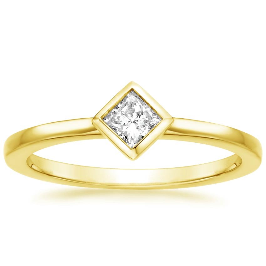 Image result for 18K Yellow Gold Princess Bezel Diamond Ring (1/4 ct. tw.) $750