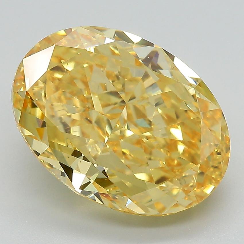 7.05 Ct. Fancy Vivid  Yellow Oval Lab Grown Diamond
