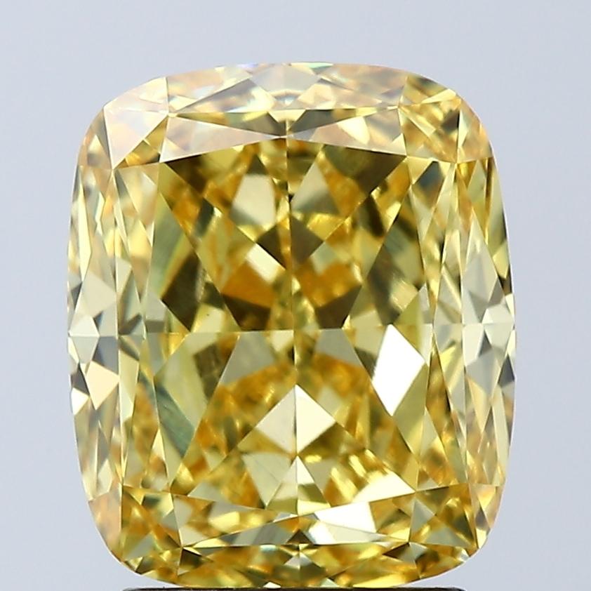3.02 Ct. Fancy Vivid Yellow Cushion Lab Grown Diamond