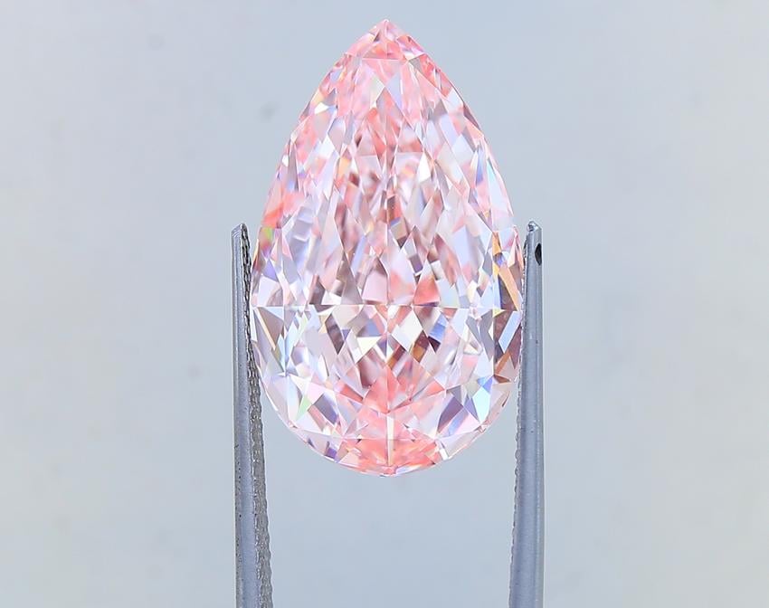 15.24 Ct. Fancy Intense Pink Pear Lab Grown Diamond