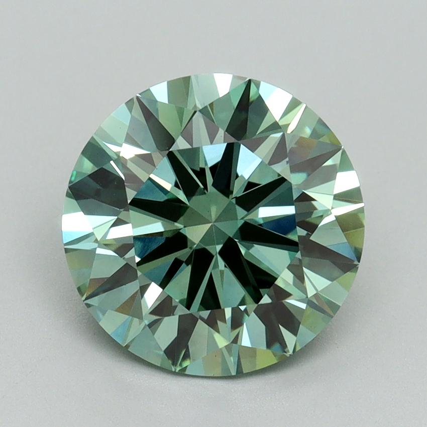 3.19 Ct. Fancy Vivid Green Round Lab Grown Diamond