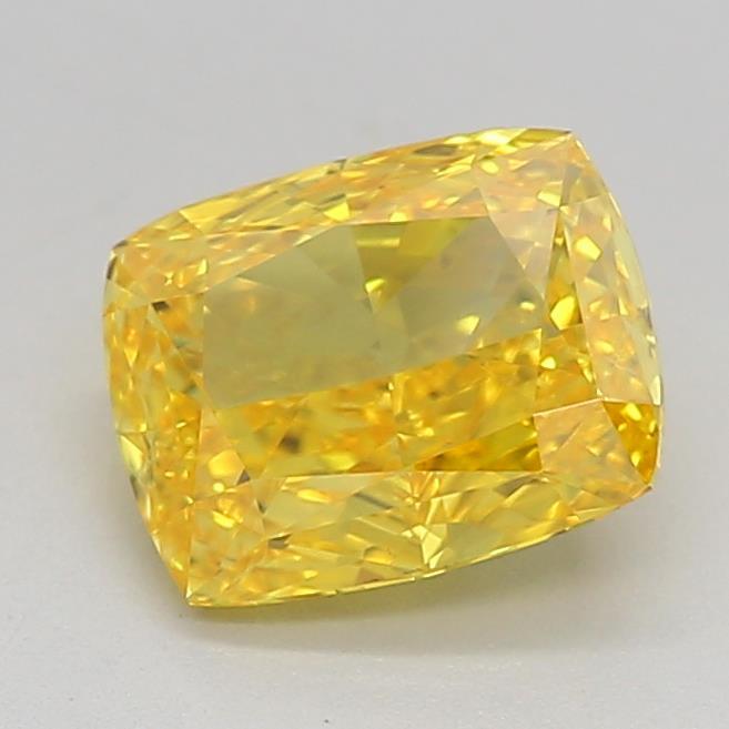 0.74 Ct. Fancy Vivid Yellow Cushion Lab Grown Diamond