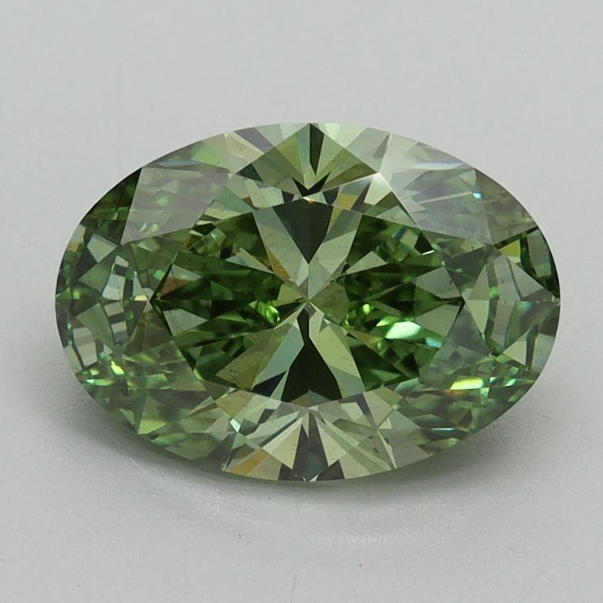 2.00 Ct. Fancy Vivid Green Oval Lab Grown Diamond