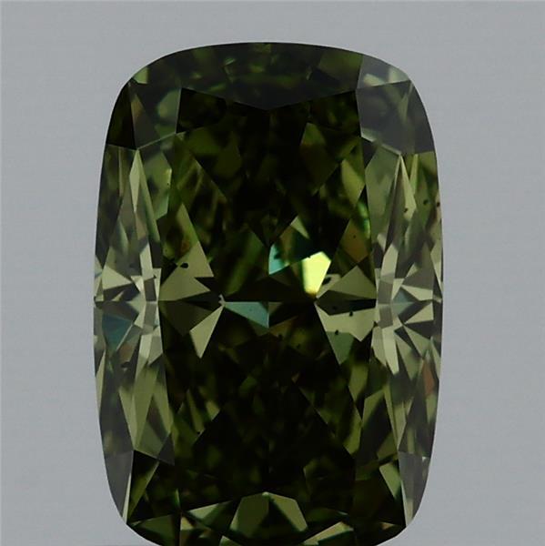 1.47 Ct. Fancy Vivid Green Cushion Lab Grown Diamond