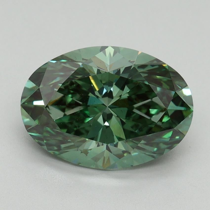 3.10 Ct. Fancy Vivid Green Oval Lab Grown Diamond
