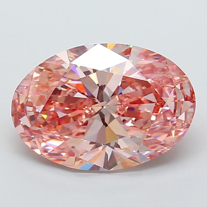 7.01 Ct. Fancy Vivid Brownish Pink Oval Lab Grown Diamond