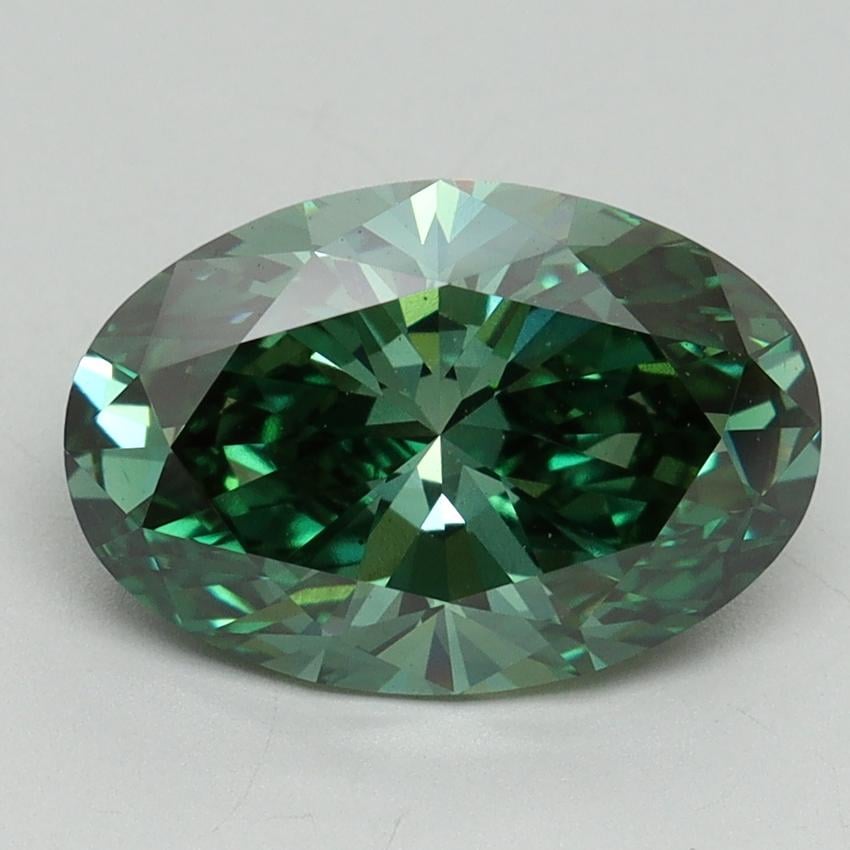 3.07 Ct. Fancy Vivid Pacific Green Oval Lab Grown Diamond