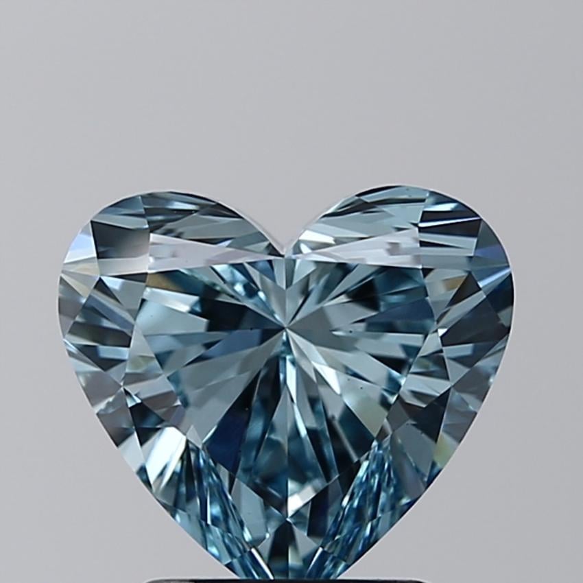 2.01 Ct. Fancy Intense Greenish Blue Heart Lab Grown Diamond