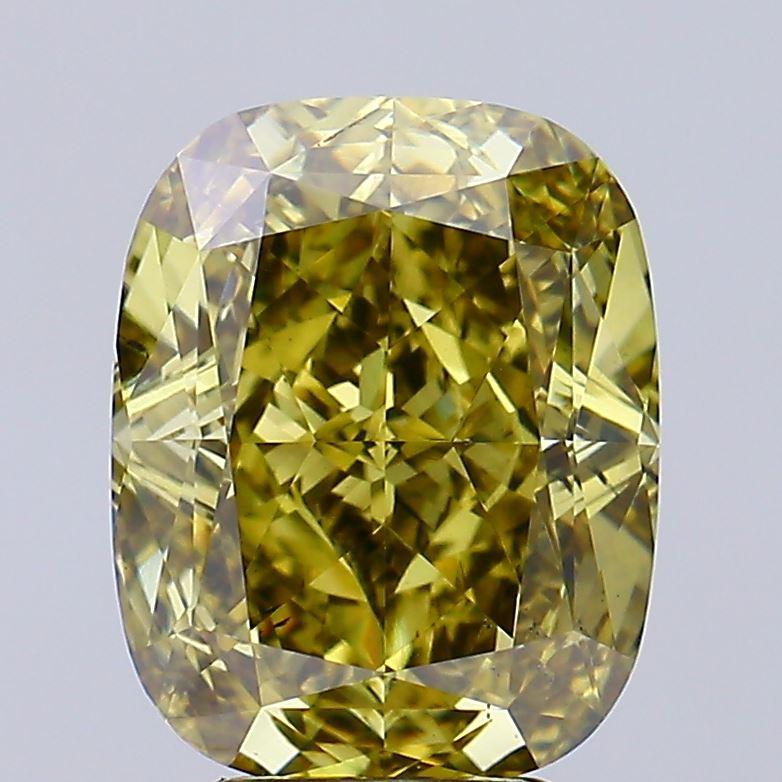 5.13 Ct. Fancy Intense Greyish Yellow Cushion Lab Grown Diamond
