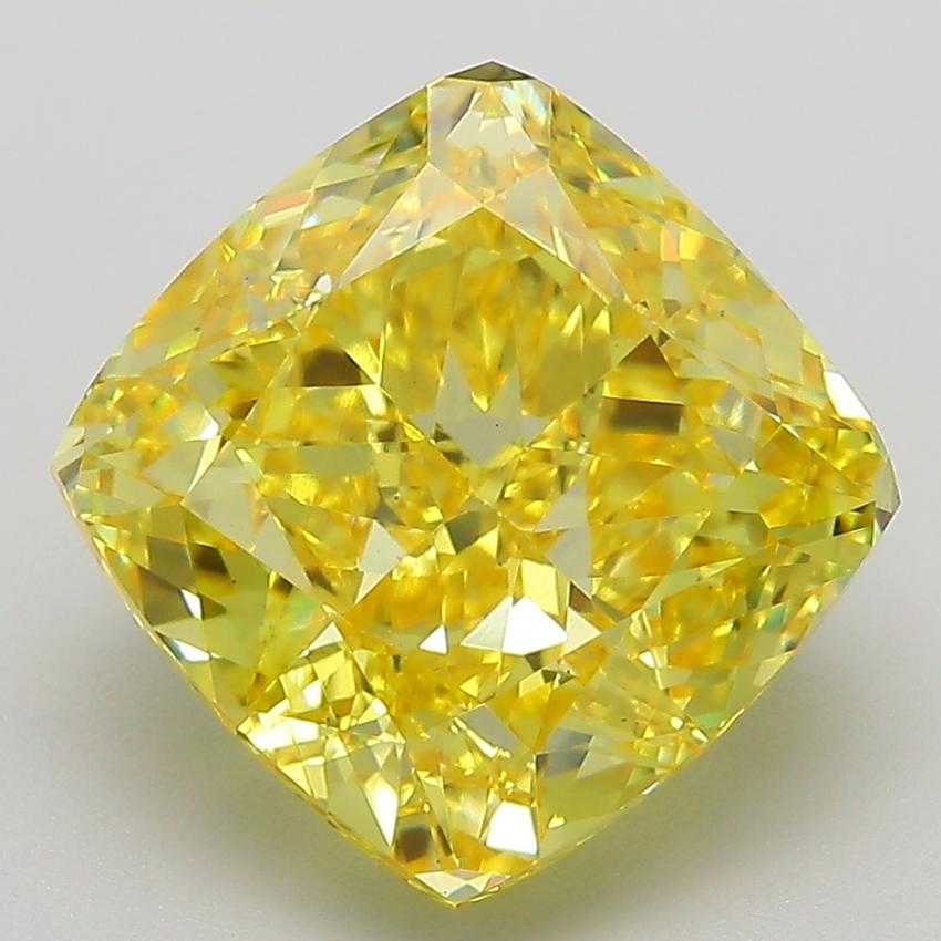 6.00 Ct. Fancy Vivid  Yellow Cushion Lab Grown Diamond