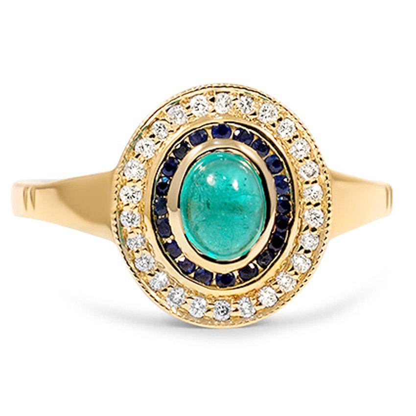 Custom Multi-Gem Double Halo Ring