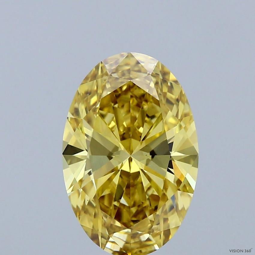2.90 Ct. Fancy Vivid Yellow Oval Lab Grown Diamond