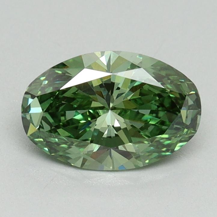 0.92 Ct. Fancy Vivid Green Oval Lab Grown Diamond