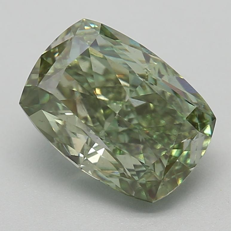 1.45 Ct. Fancy Vivid Green Cushion Lab Grown Diamond