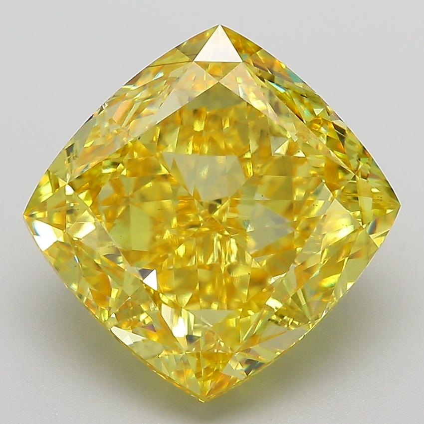 8.03 Ct. Fancy Vivid  Yellow Cushion Lab Grown Diamond