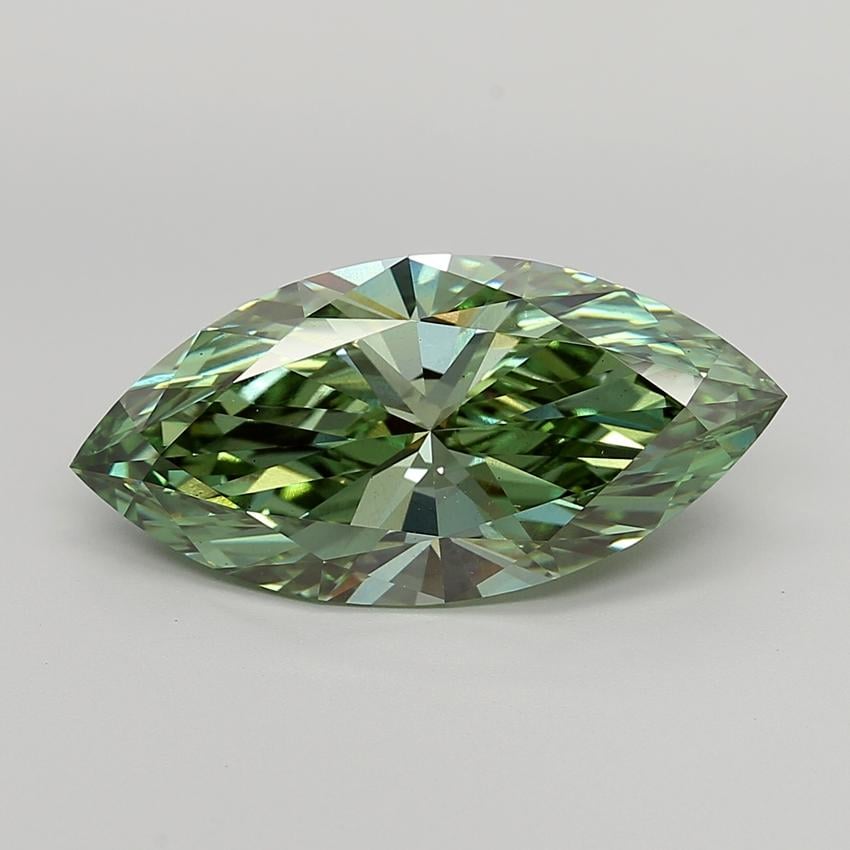 7.08 Ct. Fancy Vivid  Green Marquise Lab Grown Diamond