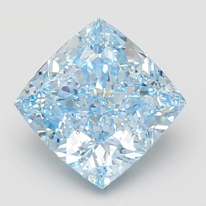 3.04 Ct. Fancy Vivid Blue Cushion Lab Grown Diamond