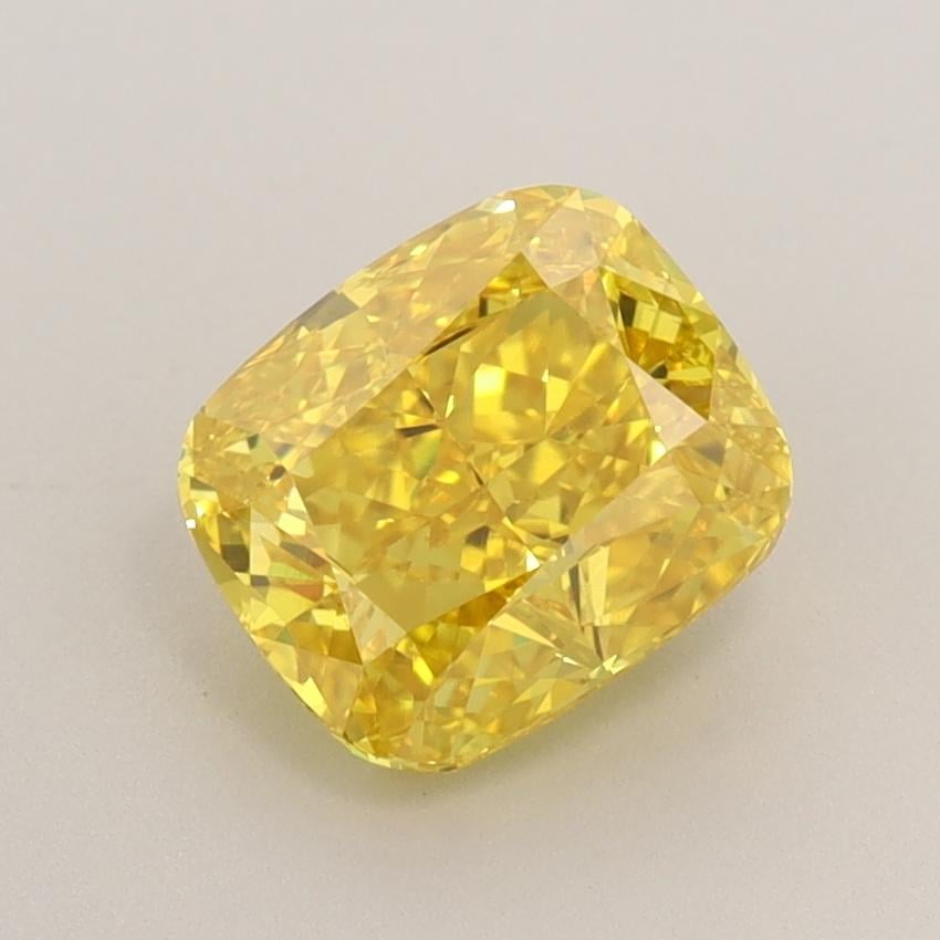 1.52 Ct. Fancy Vivid Yellow Cushion Lab Grown Diamond