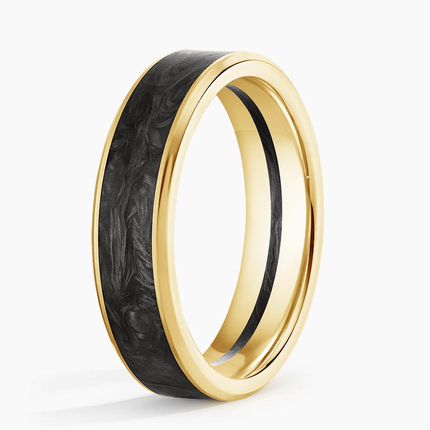 18K Yellow Gold Blaze Black 6mm Wedding Ring