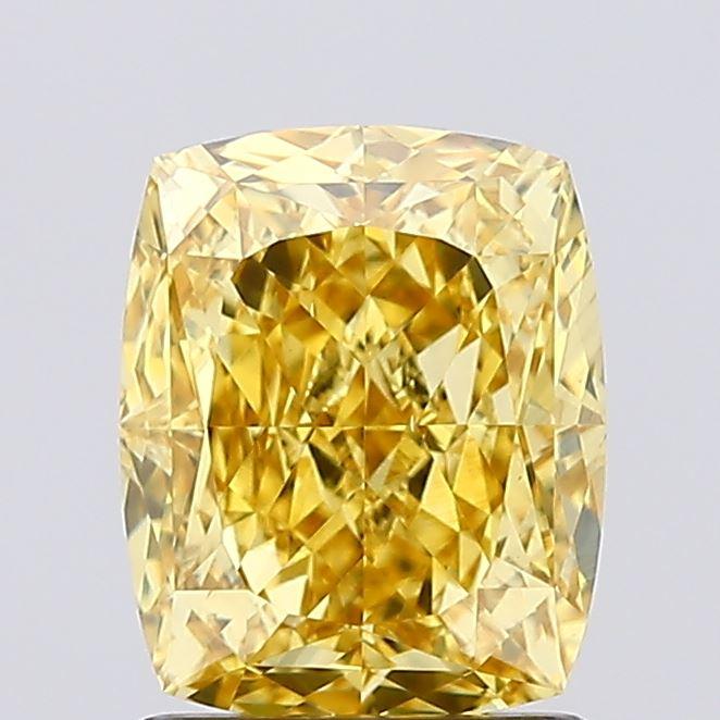 1.68 Ct. Fancy Vivid Yellow Cushion Lab Grown Diamond