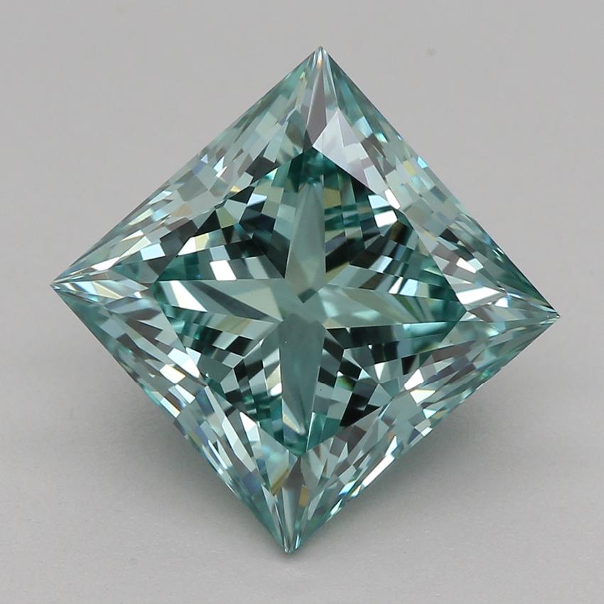 3.09 Ct. Fancy Vivid Green Princess Lab Grown Diamond