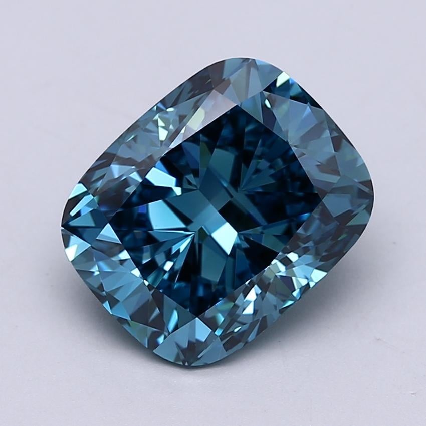 5.49 Ct. Fancy Vivid Blue Cushion Lab Grown Diamond