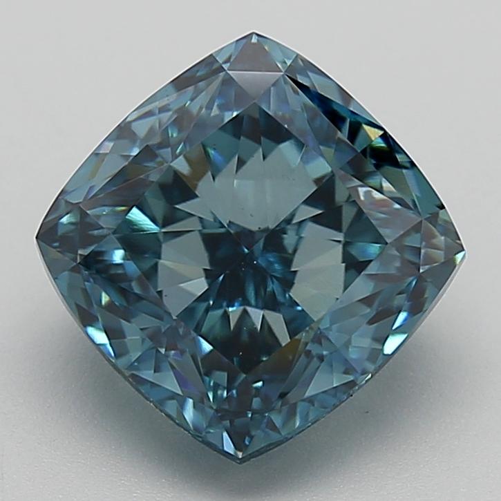 3.95 Ct. Fancy Vivid  Blue Cushion Lab Grown Diamond