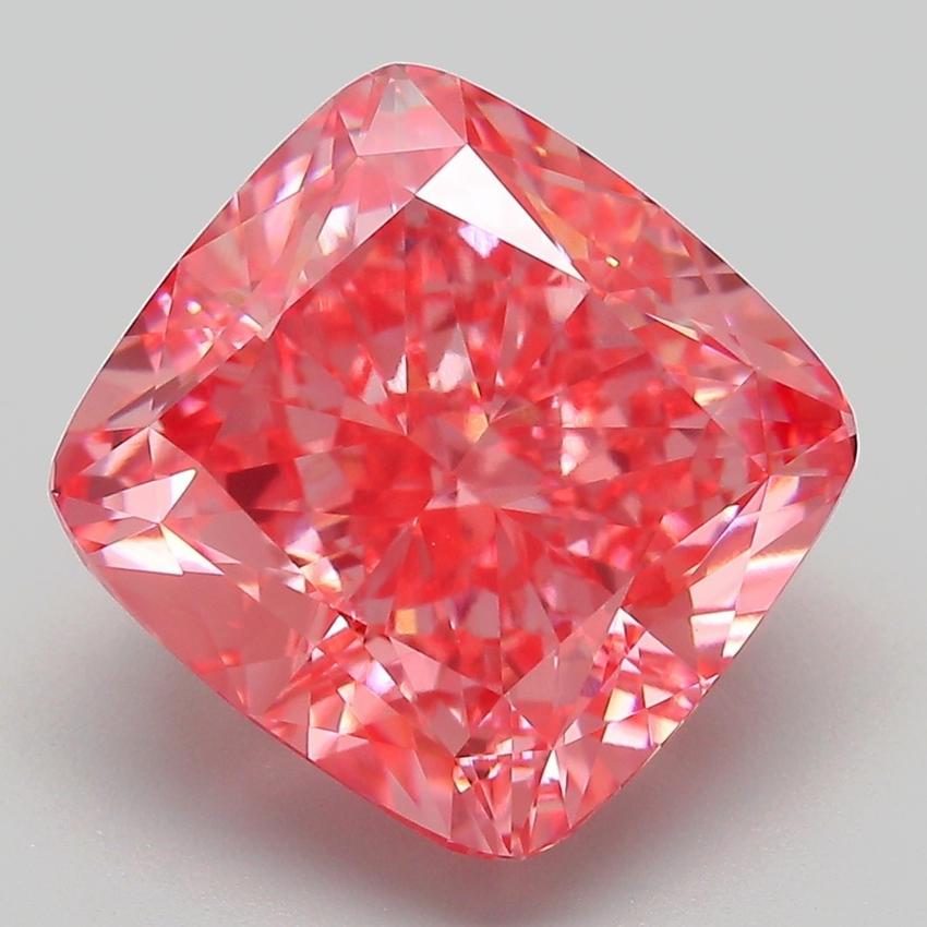 7.21 Ct. Fancy Vivid Pink Cushion Lab Grown Diamond