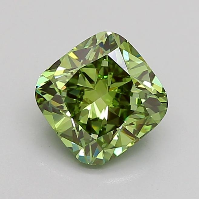 1.51 Ct. Fancy Vivid Green Cushion Lab Grown Diamond