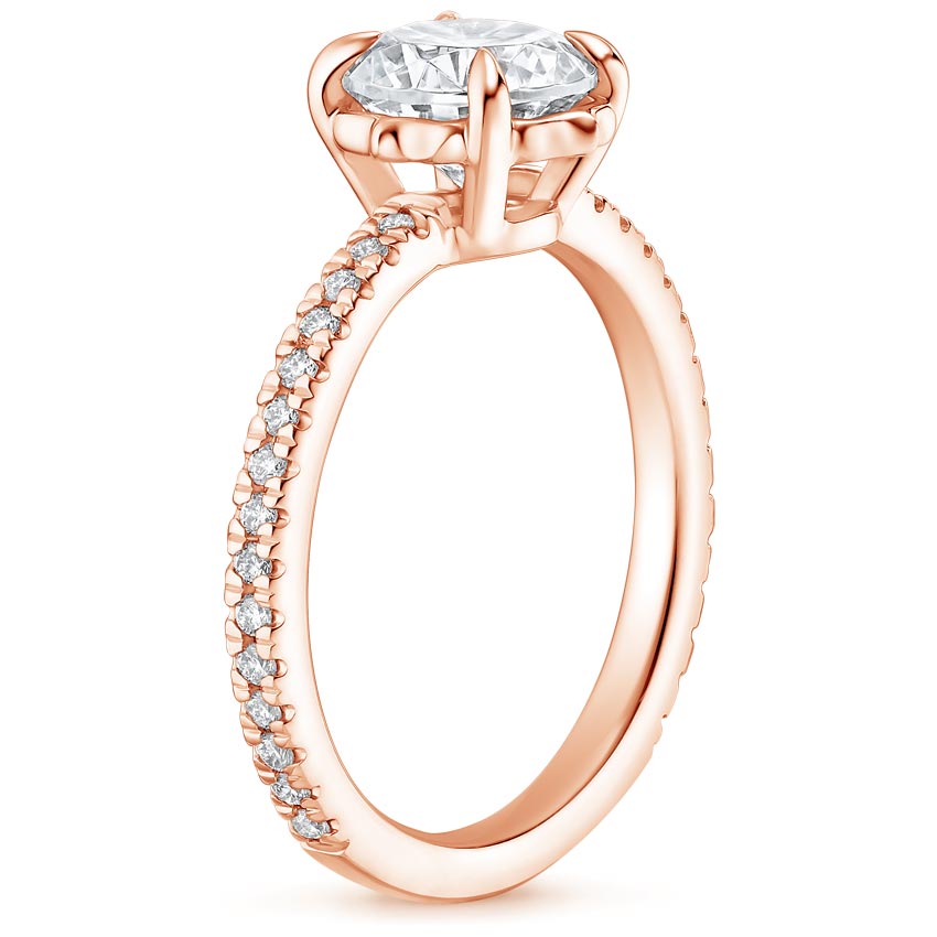 14K Rose Gold Magnolia Diamond Ring, large side view
