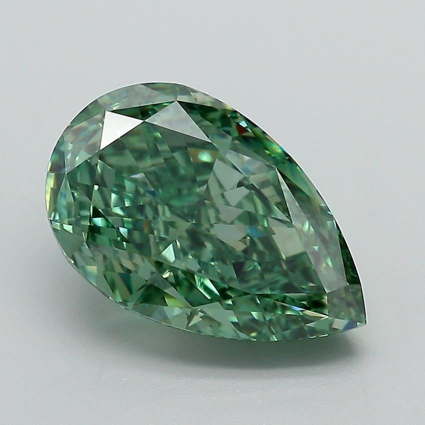 4.51 Ct. Fancy Vivid Green Pear Lab Grown Diamond