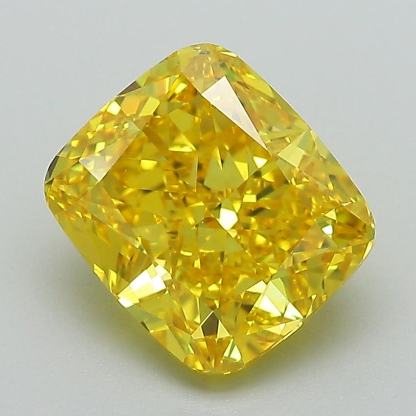 3.05 Ct. Fancy Vivid Yellow Cushion Lab Grown Diamond